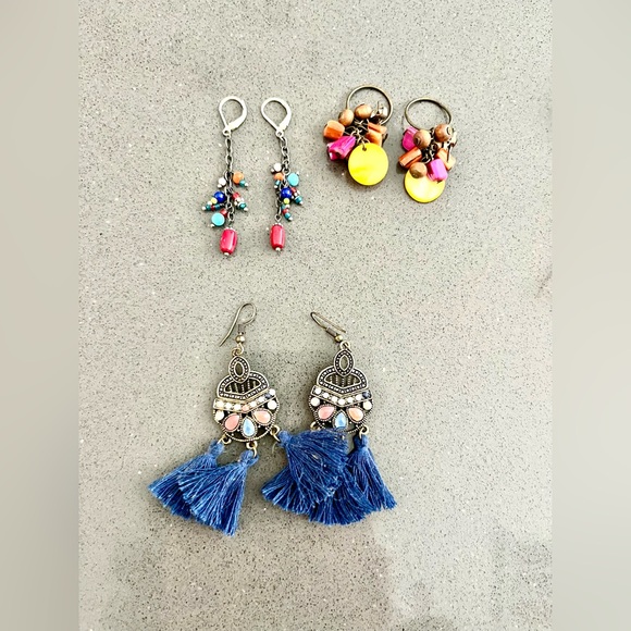 Vintage Earring Lot 7 Pairs Pierced Earrings Fun Boho Style. All in great shape. - Picture 3 of 6